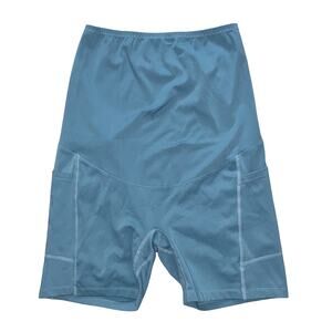 Enerful High Waisted Maternity Athletic Shorts with Pockets Teal Blue Size M